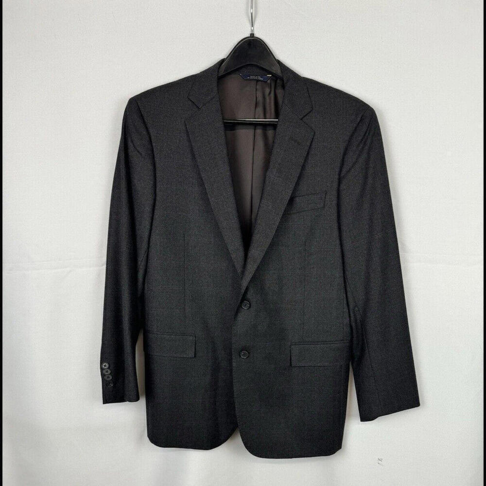 Brooks Brothers Wool Regent Fit Blazer Jacket Brown Gray Blue Check Size 40 S US